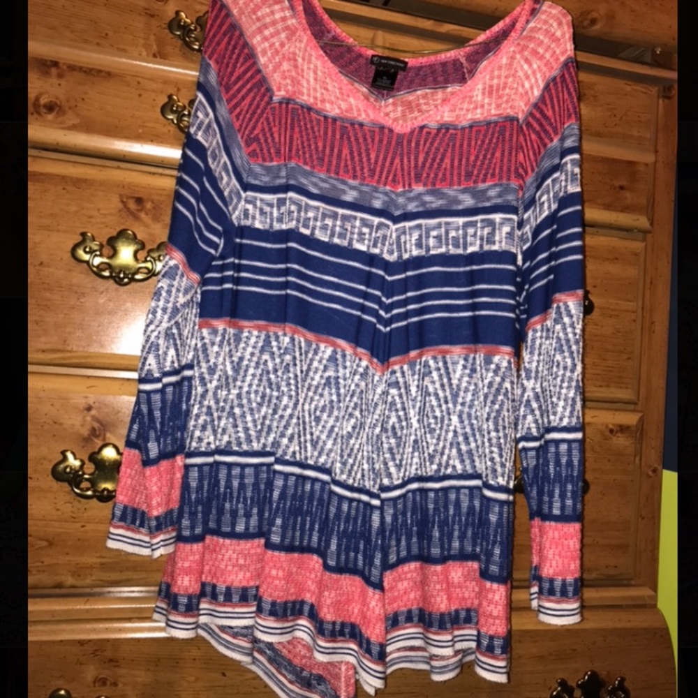 Thin Multicolored Knit V-Neck Sweater